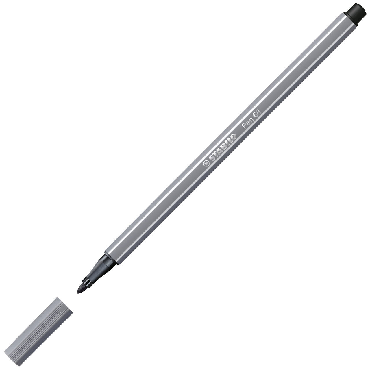 STABILO Pen 68 Filzstift dunkelgrau – 1 mm Einzelstift