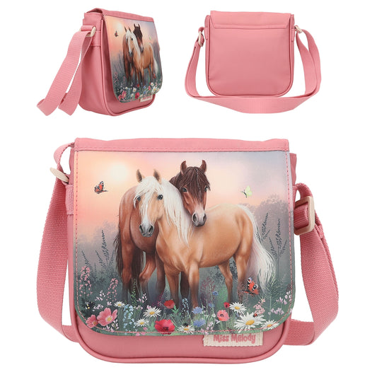 Miss Melody Umhängetasche FLOWERS rosa Pferde-Motiv