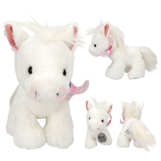 Miss Melody Plüschpferd - Kuscheliges weißes Pferd mit bunter Mähne (20 cm)