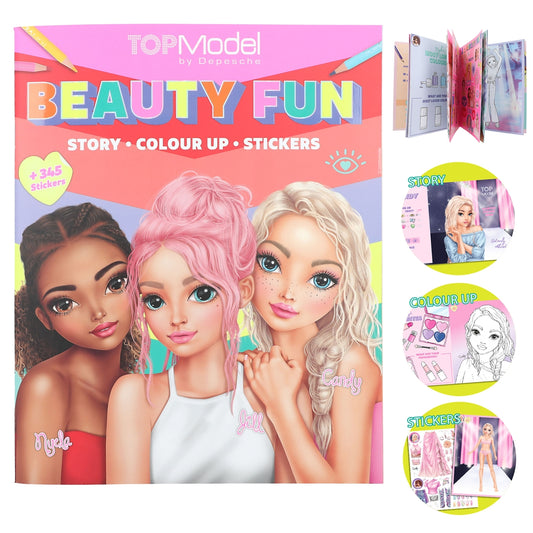 TOPModel Malbuch BEAUTY FUN - Kreatives Ausmalbuch mit Stickern