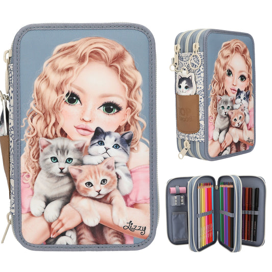 DEPESCHE TOPModel Federtasche 3-fach CAT LOVE gefüllt