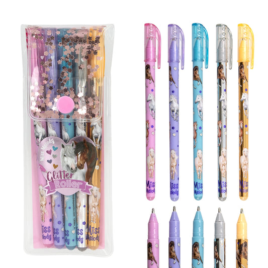 Miss Melody Glitter Gel Roller 5er Set - Pferde-Design