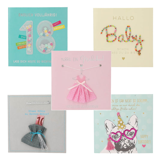 DEPESCHE Paper Love Klappkarten - Quadratische Grußkarten mit handgemachten Accessoires