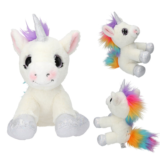 Ylvi Plüsch Einhorn weiß mit Regenbogen-Mähne 21 cm
