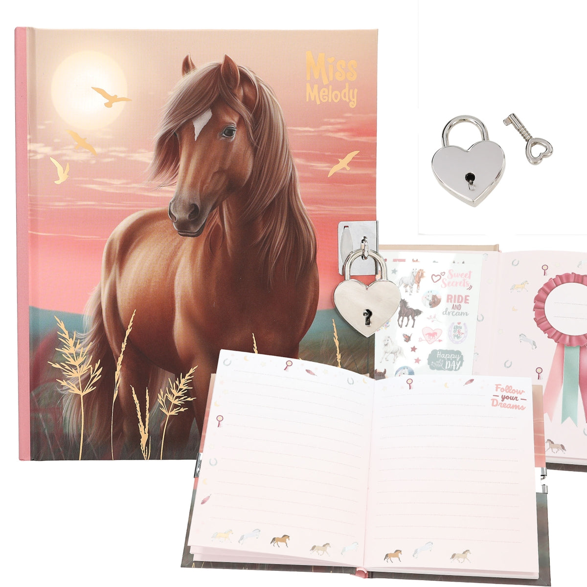 Miss Melody Tagebuch mit Stickern - Kreatives Schreibset für Mädchen