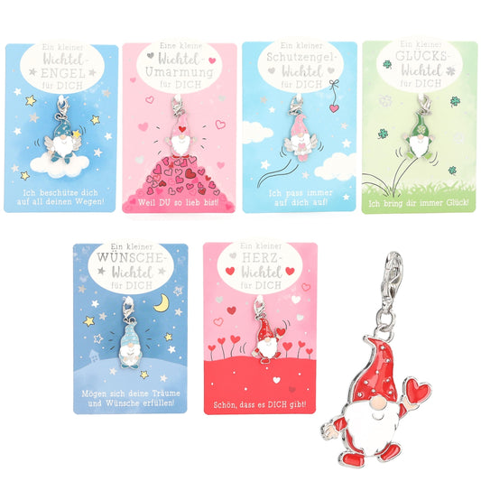 Wichtel Anhänger mit Karabiner - 6 Designs sortiert