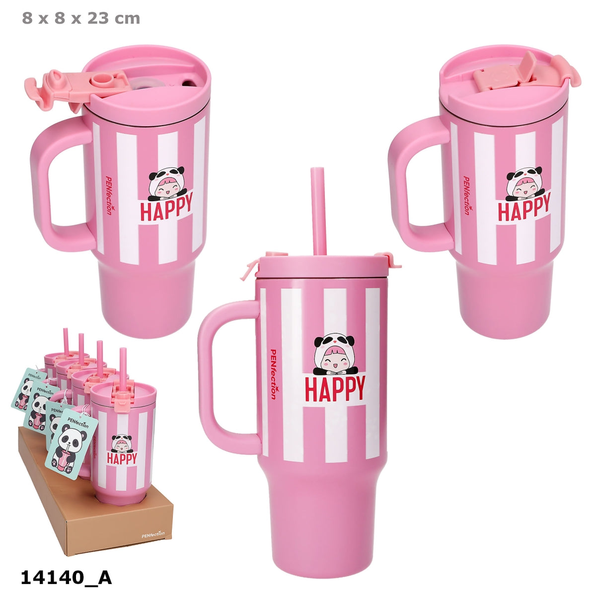 PENfection To Go Becher mit Strohhalm HAPPY – 470 ml
