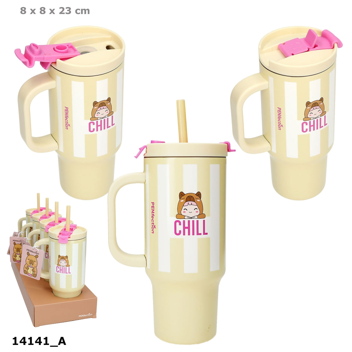 PENfection To Go Becher mit Strohhalm CHILL – 470 ml