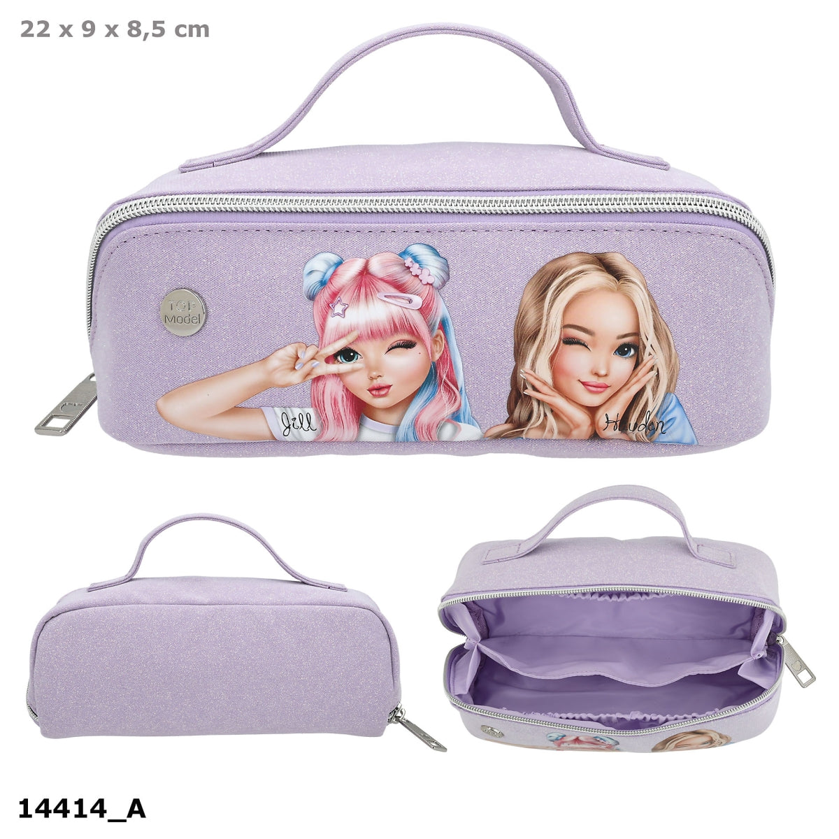 TOPModel Kosmetiktasche KPOP lila mit Glitzer und Tragegriff