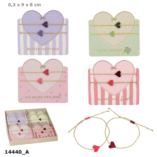 LOVIES Herz Armbänder Set (1 von 4 Farben zufällig)