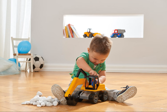 LENA TRUXX Bagger 38cm - Spielzeug Baufahrzeug mit Figur