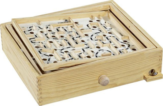 FUN Holz-Labyrinth 34x30cm - Premium Geschicklichkeitsspiel