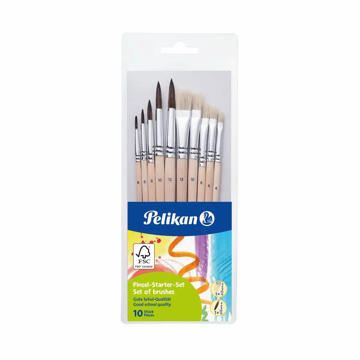 Pelikan Pinsel Starter Set - 10 hochwertige Künstlerpinsel in verschiedenen Größen