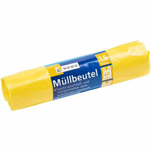 HEKU Müllbeutel 60L mit Tragegriff - 15 Stück