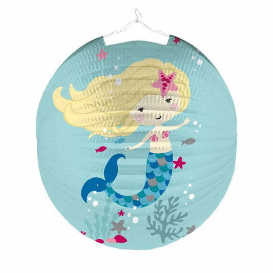 Zauberhafte Meerjungfrau Lampion - Papier Laterne blau Ø25cm für Sankt Martin & Kinderfeste