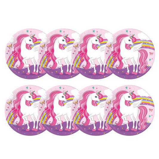 PROCOS Einhorn Pappteller Ø23 cm 8 Stück – Unicorn Party