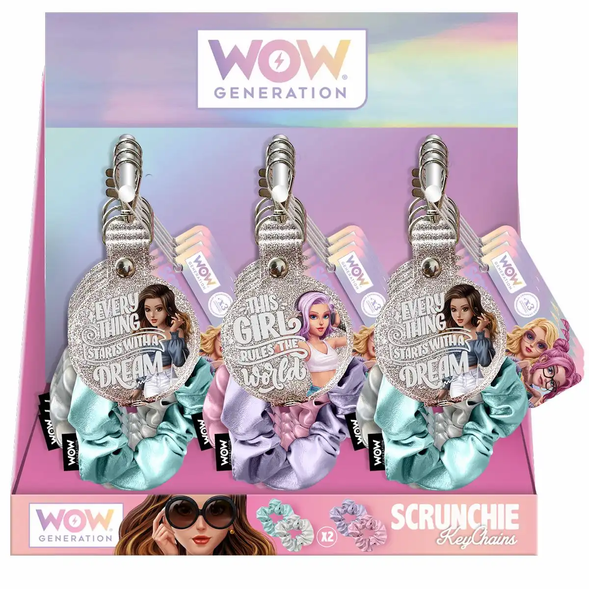 WOW GENERATION Schlüsselanhänger mit 2 Haargummis sortiert