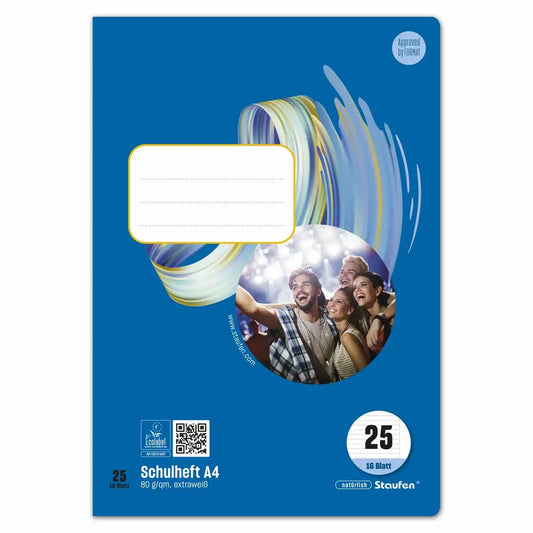 Staufen Schulheft Style Lineatur 25 liniert mit Rand DIN A4 - 16 Blatt