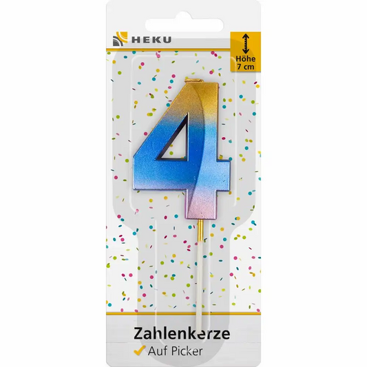 Zahlenkerze 4 auf Picker - Idena Geburtstagskerze 7cm