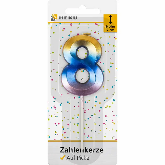 Zahlenkerze 8 auf Picker - Geburtstagskerze 7cm Höhe