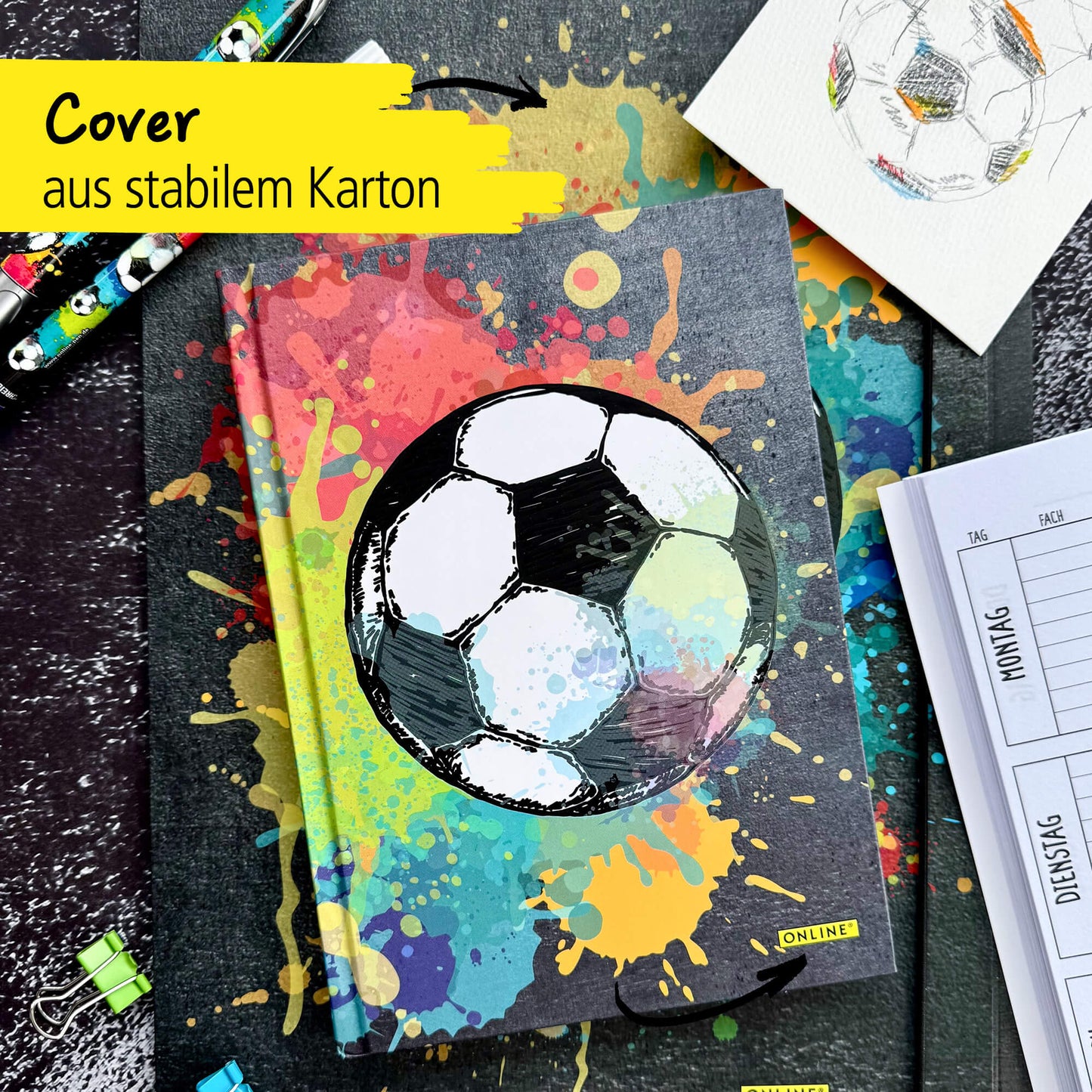 ONLINE PEN Notizbuch A5 Soccer | Hard Cover, dotted, 96 Blatt