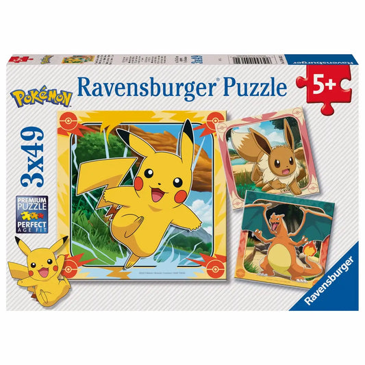 Ravensburger Pokémon Kinderpuzzle Set - 3x 49 Teile für Kinder ab 5 Jahren