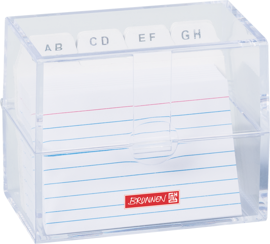 Karteibox A8 Transparent - Kompakte Ordnungsbox mit 100 linierten Karteikarten