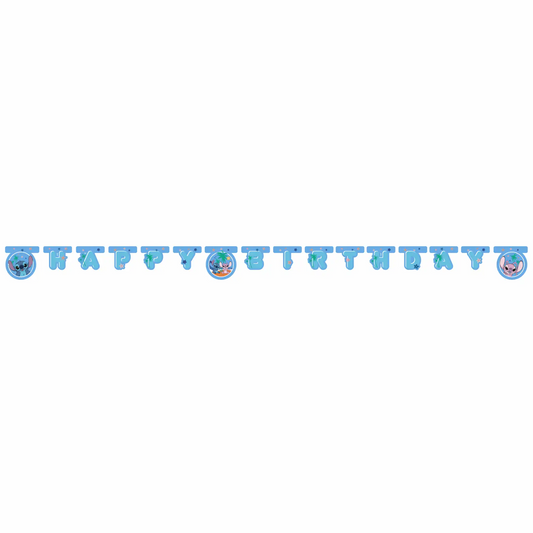 Disney Stitch Happy Birthday Banner 2 m – hellblau