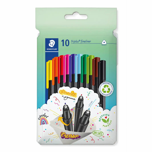 STAEDTLER triplus Fineliner Set - 10 brillante Farben für kreatives Gestalten