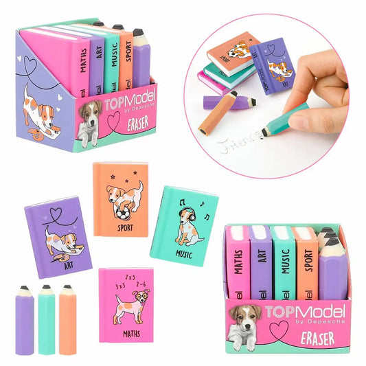 DEPESCHE TOPModel Radierer-Set Mini Schulbücher & Mini Stifte - 7 Teile