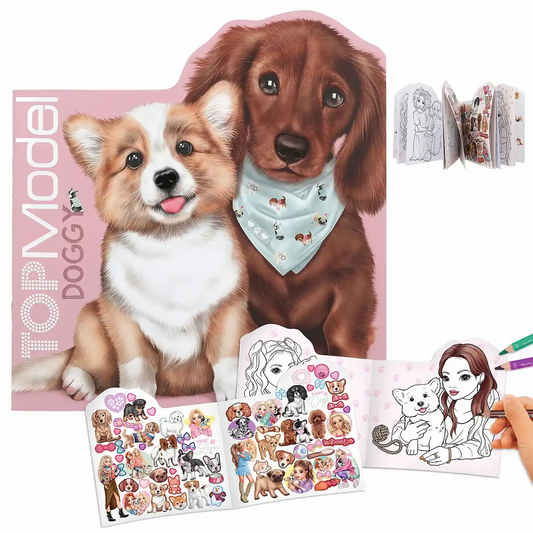 DEPESCHE TOPModel Malbuch KITTY and DOGGY - 21 Seiten mit Katzen- und Modelmotiven + Sticker