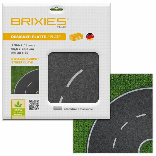 BRIXIES Bodenplatte Straße Kurve 32x32cm