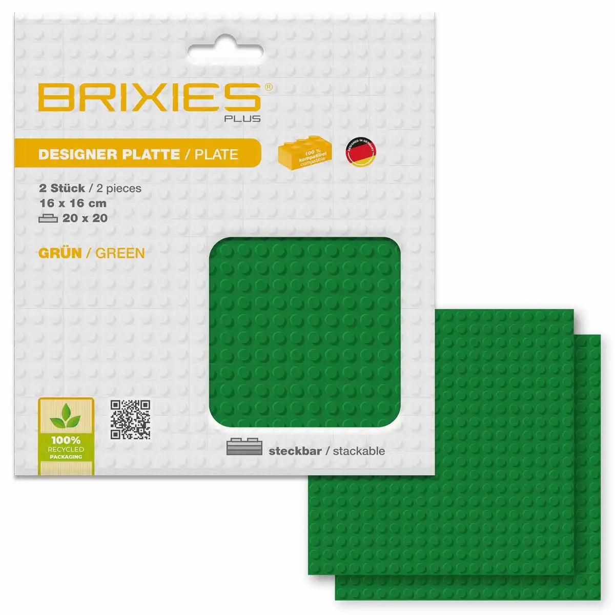 BRIXIES Bodenplatte Doppelpack grün 20x20cm