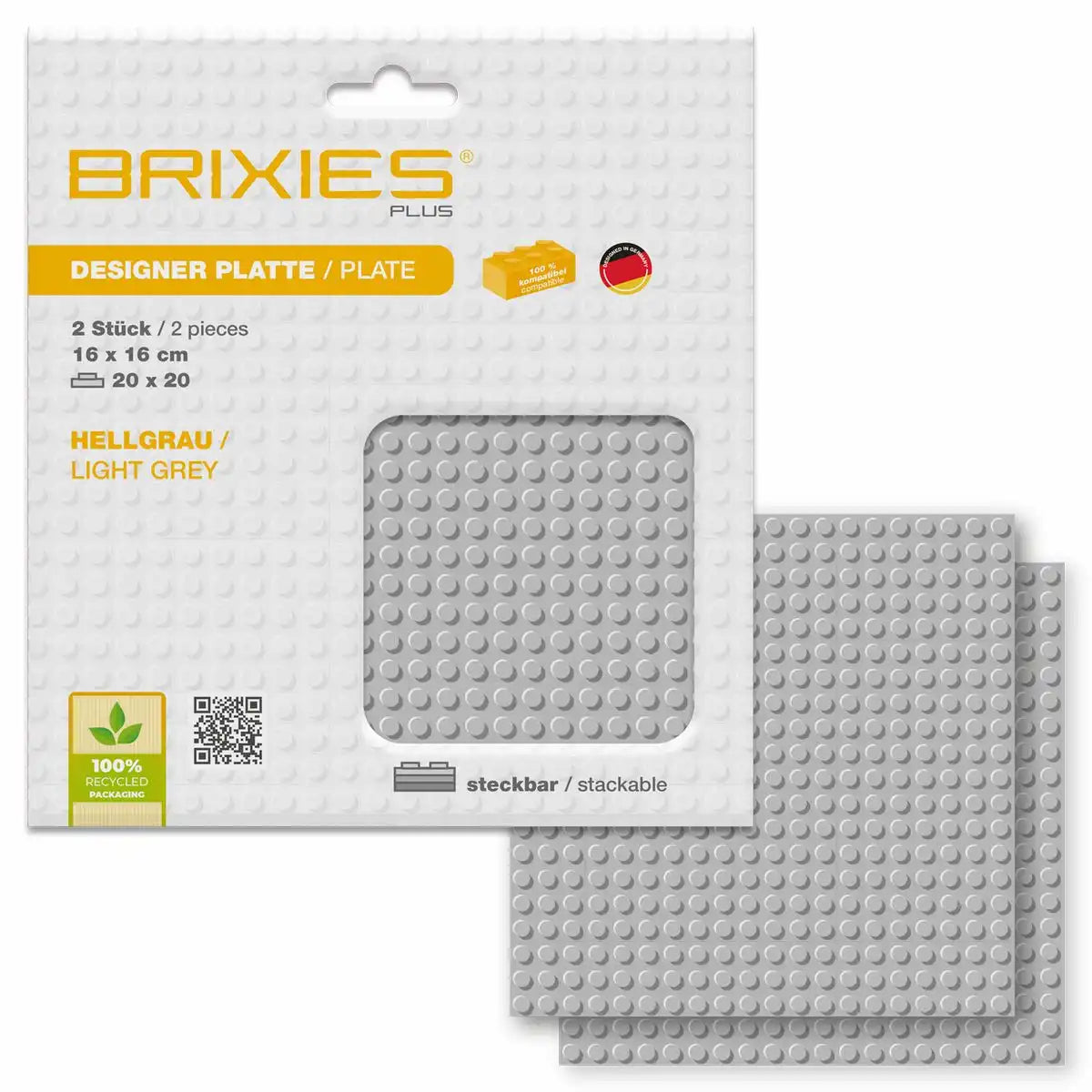 BRIXIES Bodenplatte Doppelpack hellgrau 20x20cm