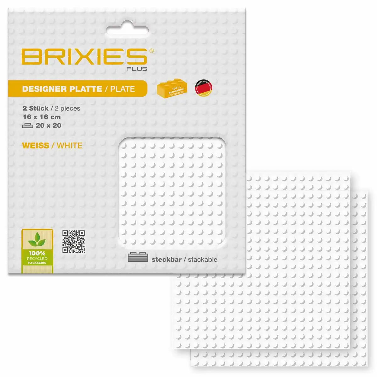 BRIXIES Bodenplatte Doppelpack weiß 20x20cm