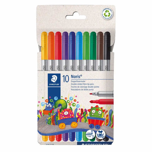 STAEDTLER Noris Doppelfasermaler Set - 10 brillante Farben für kreative Projekte