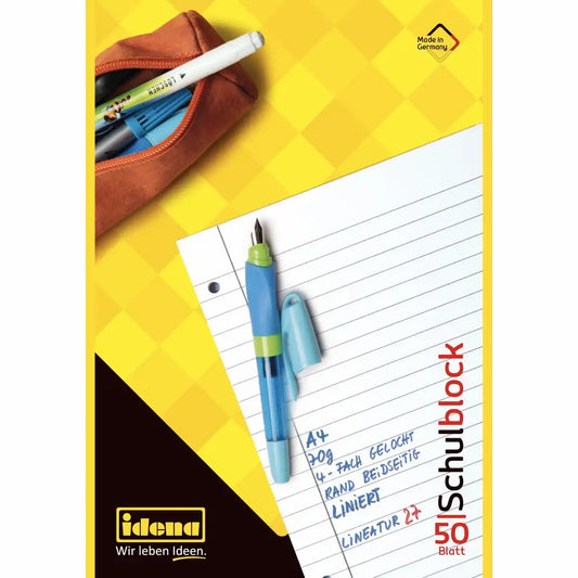 Idena Schulblock liniert DIN A4 - 50 Blatt 70g/m² Qualitätspapier