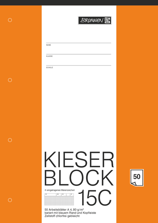 KIESER Schreibheft A4 - Lineatur 22 kariert 5mm - Premium Qualitätspapier