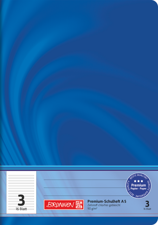 Premium A5 Musikheft - 16 Blatt mit Lineatur 3 - Hochglanz blau