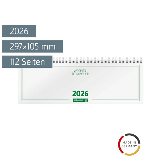 Brunnen Tischkalender 2026 - Wochenplaner A4 quer, Wire-O