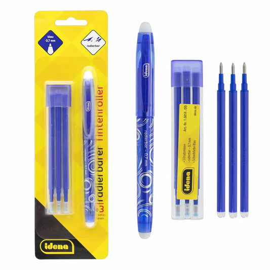 Idena Tintenroller radierbar mit 3 Ersatzminen blau 0,7mm