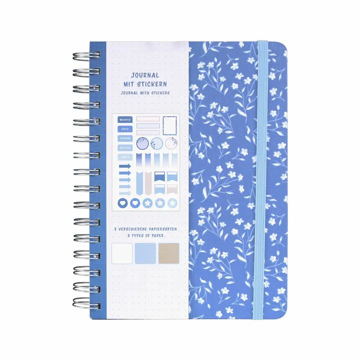 Idena Notizbuch Floral Spiralbindung A5 gepunktet 78 Blatt 120g/m²