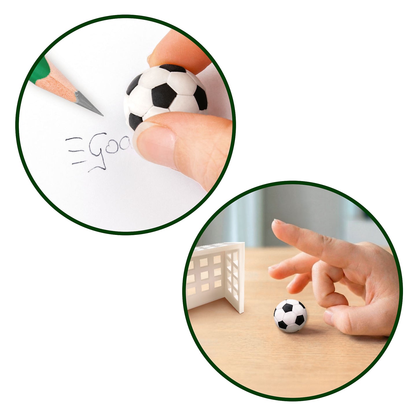 Action World Fußball Radiergummi-Set – Tor + 3 Bälle