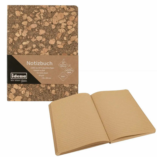 Idena Notizbuch Kork 80g/m² liniert braun 14x20cm - Nachhaltiges Schreibbuch