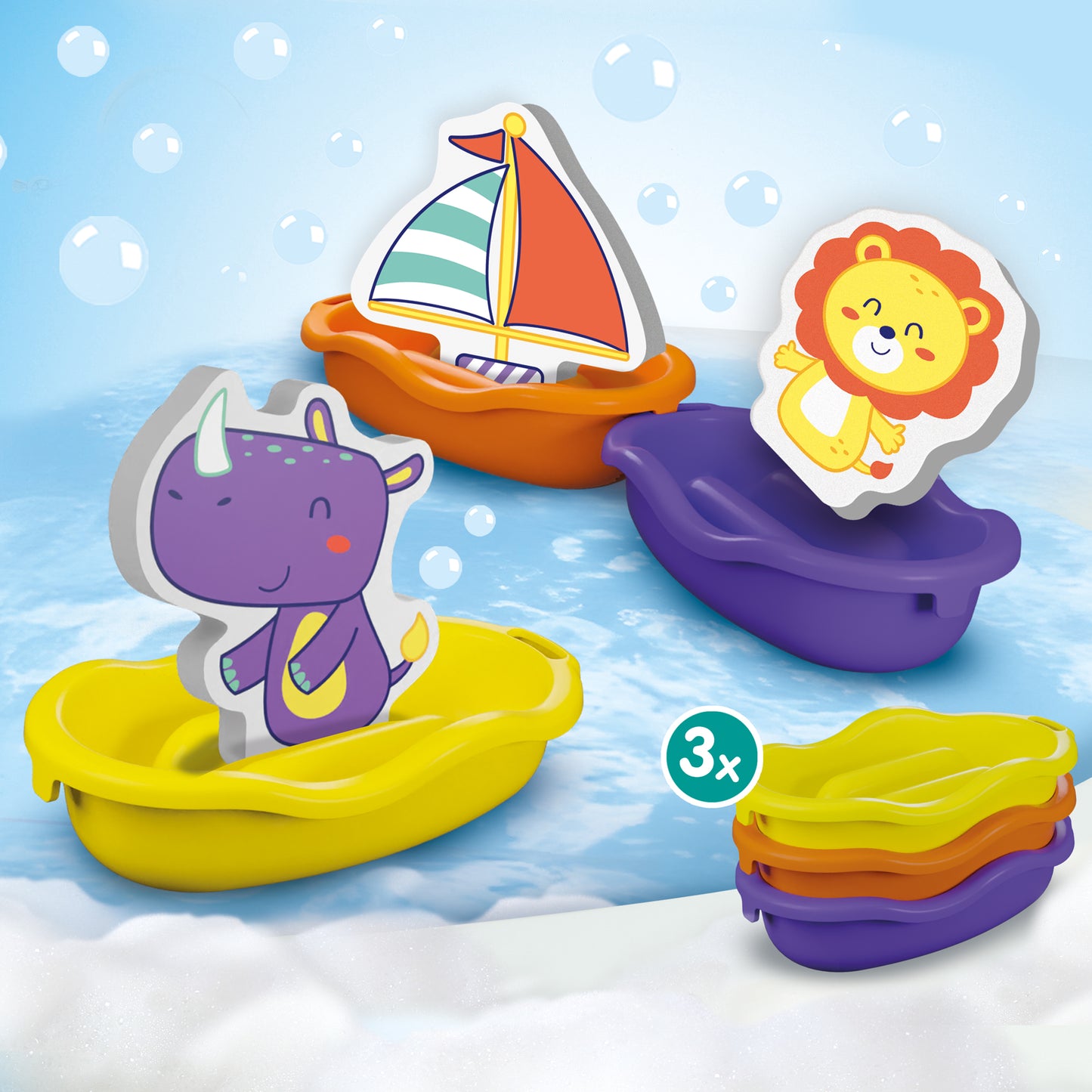 SES Creative Badeboote Safaritiere – 3 Boote & 3 Figuren