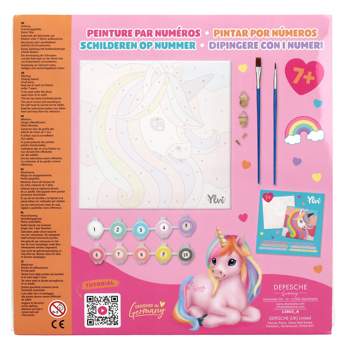 Ylvi Einhorn Malen nach Zahlen, 1 von 2 Designs zuf\u00e4llig