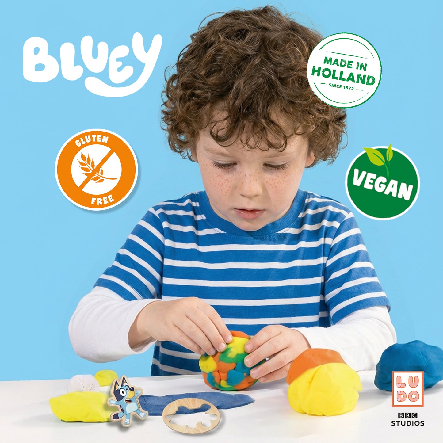 SES Creative Bluey Knete 4 x 90 g – Knetmasse für Kinder