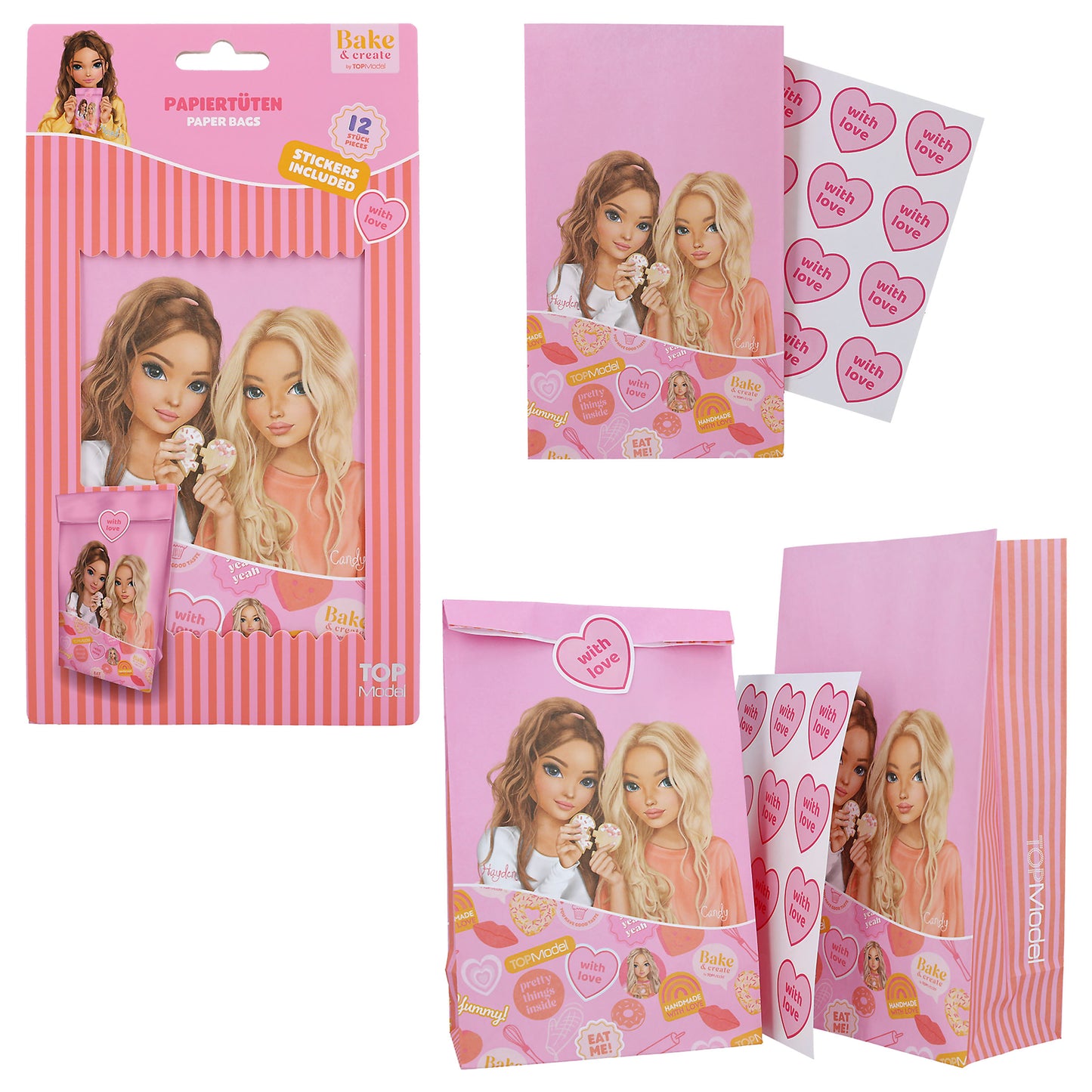 TOPModel Papiertüten Bake & Create – 12 Stück, Design zufällig