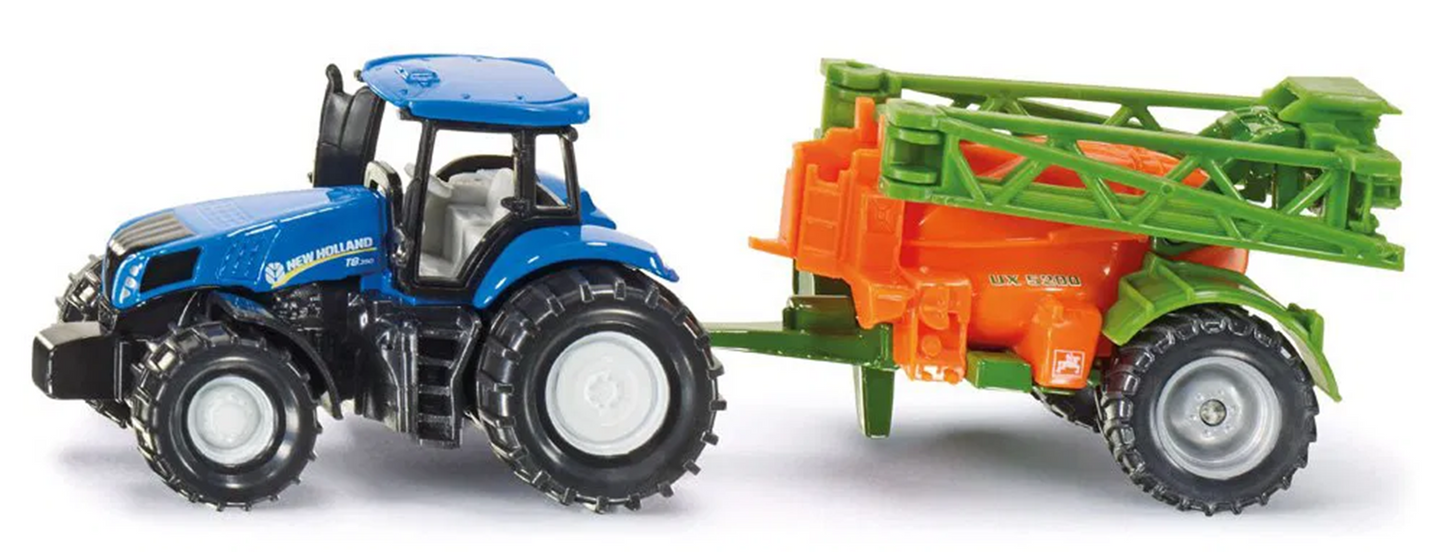 siku New Holland Traktor mit Amazone Feldspritze - Detailgetreues Spielzeug-Set