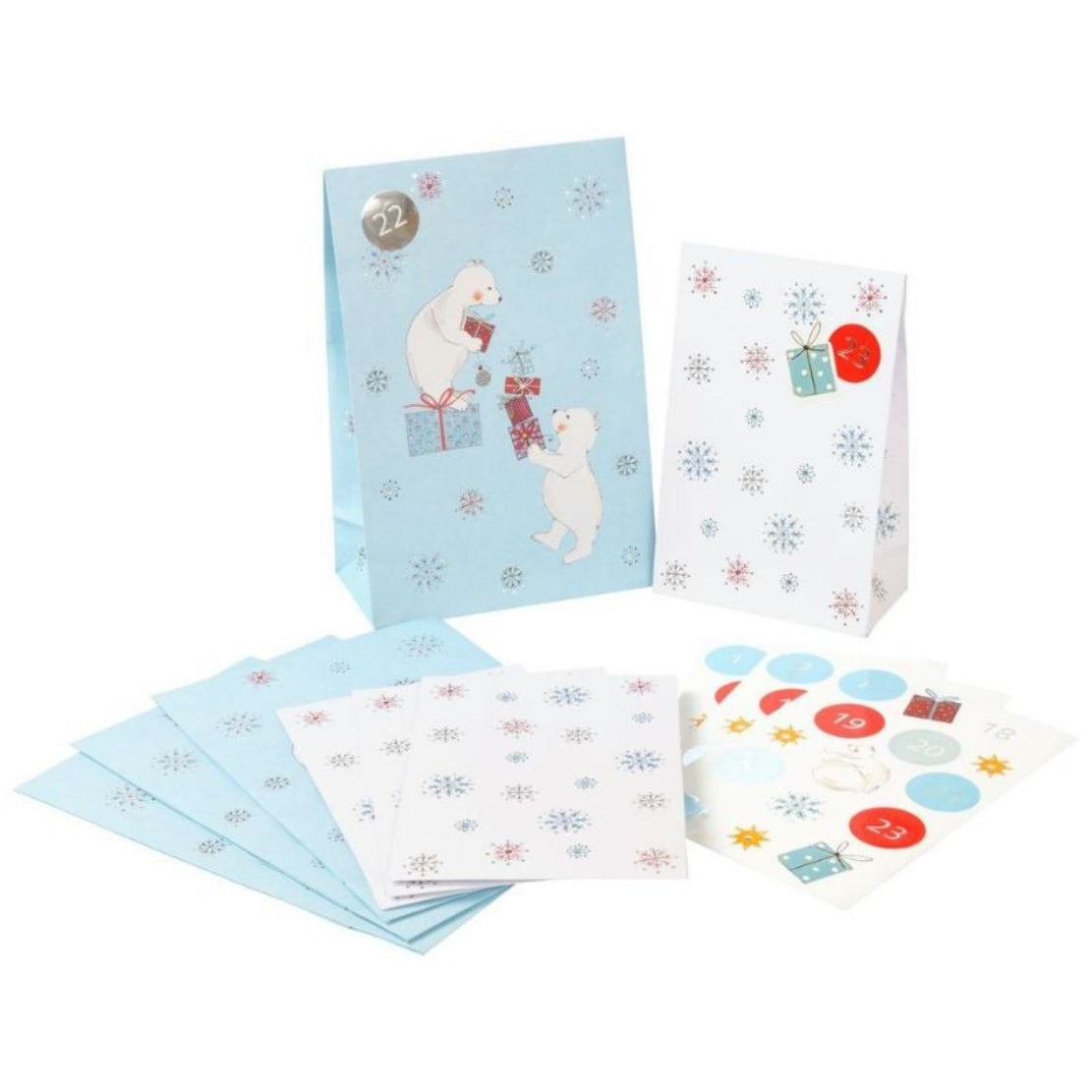 Adventskalender Eisbär Nebi zum Befüllen - 24 Papiertüten